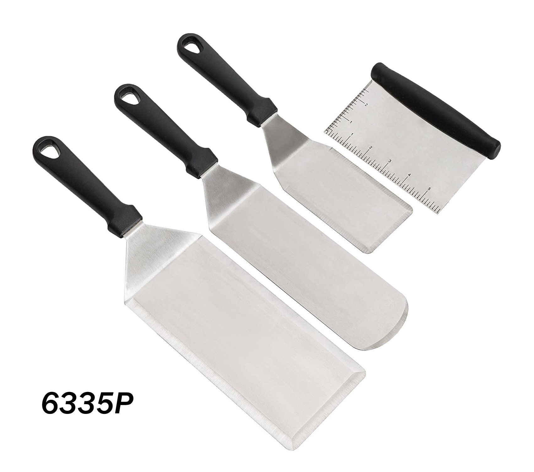 2023 Top Seller Stainless Steel Teppanyaki Spatula Set Griddle Scraper Flat BBQ Spatula Pancake Flipper Hamburger Turner