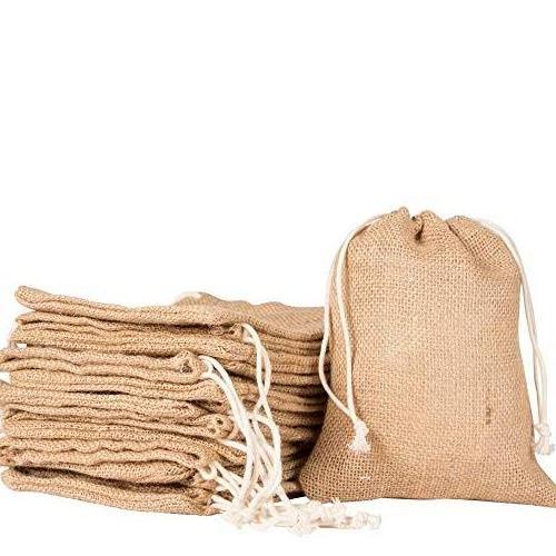 Custom printed gift hessian hemp pouches wholesale hemp jute drawstring bag