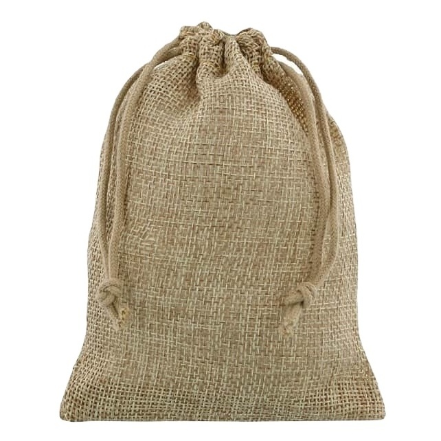 wholesale Recyclable cocoa food rice nut corn coffee bean packing sack drawstring hemp linen jute pouch bag