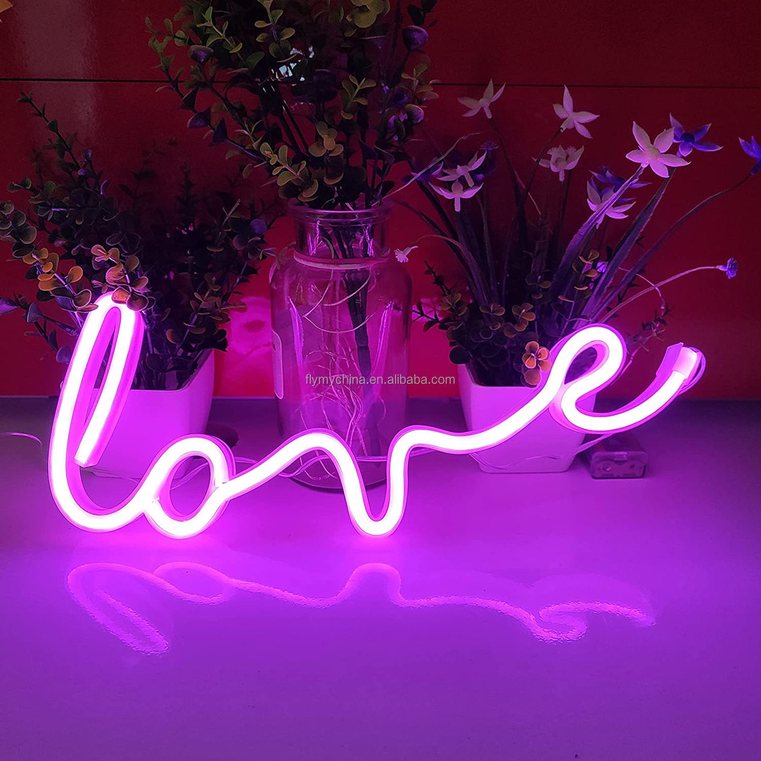 LED Neon Lights Love Shape Night Light Sign Lamp Battery  Powered Nightlight for Indoor Christmas Wedding Birthday