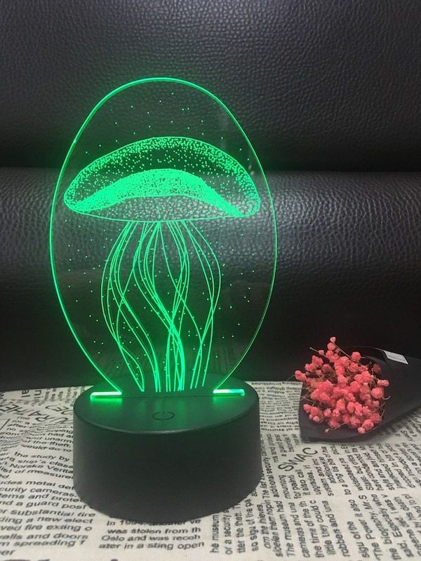 Night Light 3D Jellyfish Remote Control USB Touch 7 Color Night Light LED Bedroom Bedside Lamp