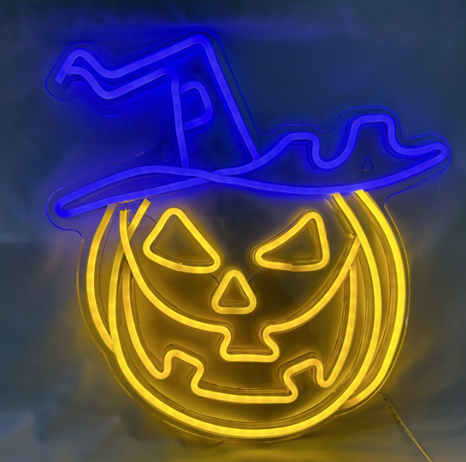 Neon Sign pumpkin face Led Sign for Wall Decor Neon Lights for Bedroom and party decoration