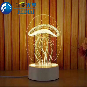 Night Light 3D Jellyfish Remote Control USB Touch 7 Color Night Light LED Bedroom Bedside Lamp