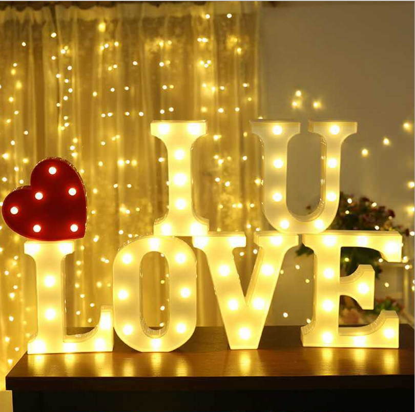 3D Led Marquee Letter Lights and Numbers Light Up 26 Alphabet Letters Sign Birthday Wedding Party Night Lamp