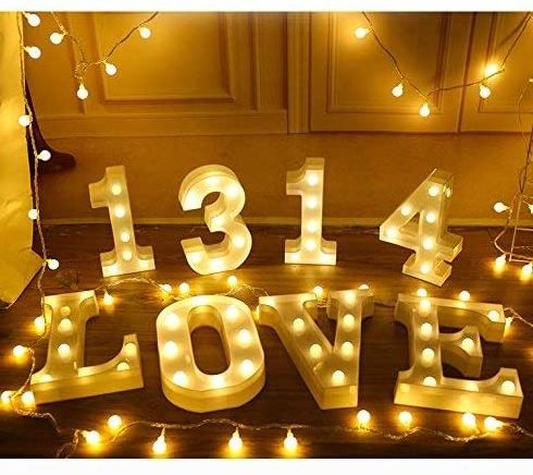 3D Led Marquee Letter Lights and Numbers Light Up 26 Alphabet Letters Sign Birthday Wedding Party Night Lamp