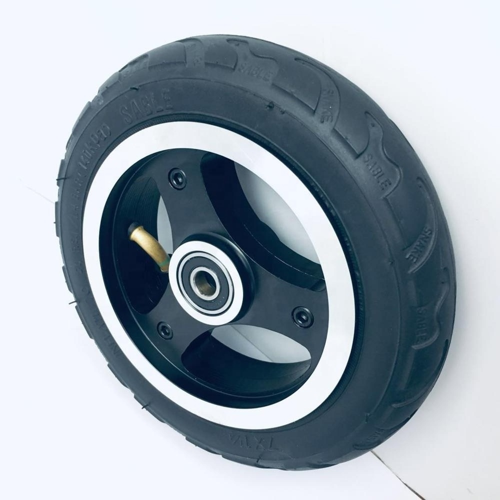 Electric Scooter Wheel Hub with 2 Bearings and Air Tire Aluminum Black Customized 7 Inch 10inch Rims for Electric Scooters 8mm