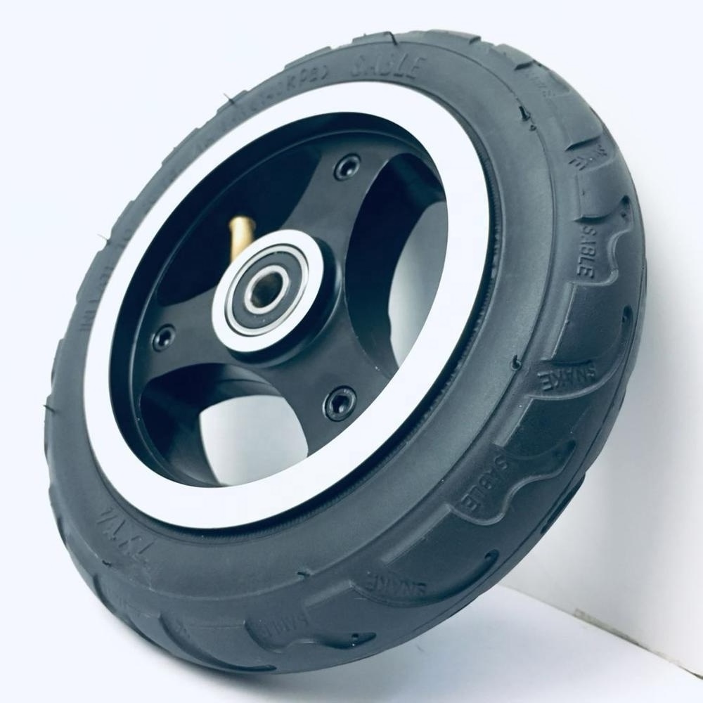 Electric Scooter Wheel Hub with 2 Bearings and Air Tire Aluminum Black Customized 7 Inch 10inch Rims for Electric Scooters 8mm