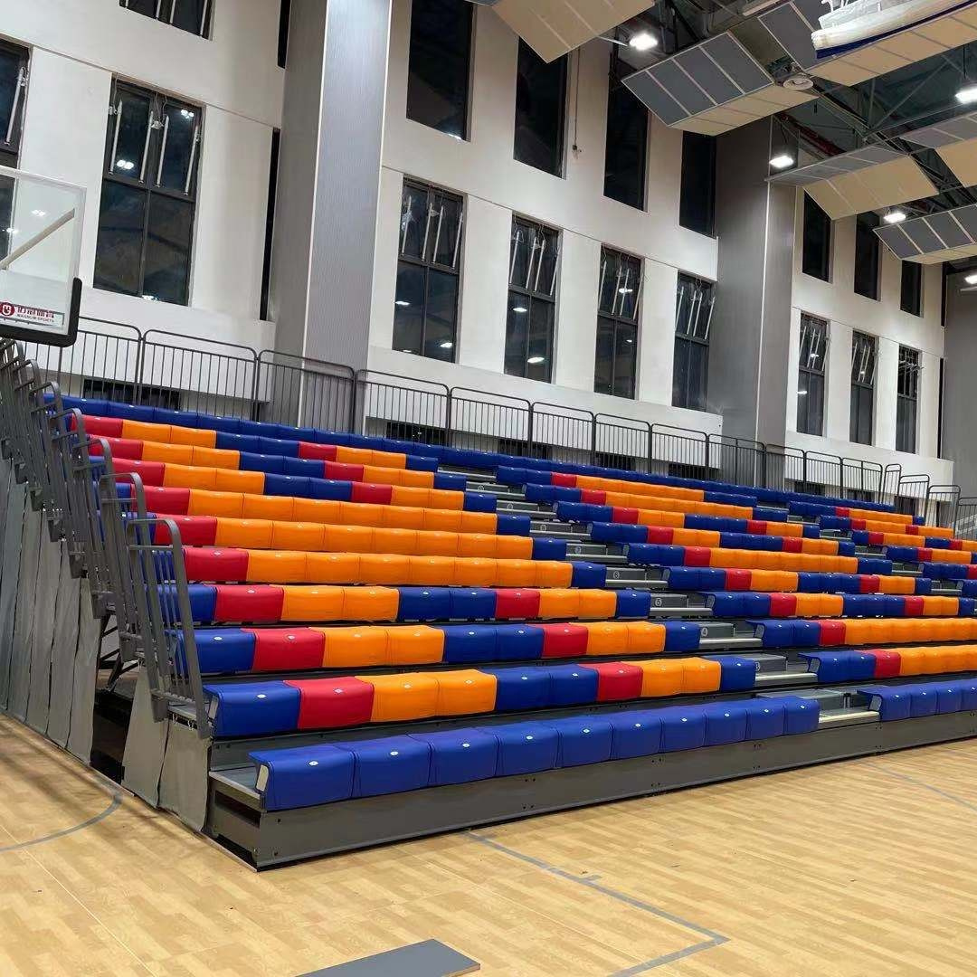 Professional Retractable Telescopic Bleacher Grandstand Seating System Automatic Indoor Plastic Sport Stadium Steel Bleachers