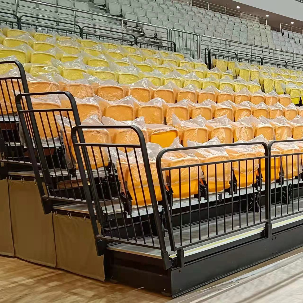 Telescopic Bleacher Electric Grandstand Retractable Seating Solution System with Fabric Chair