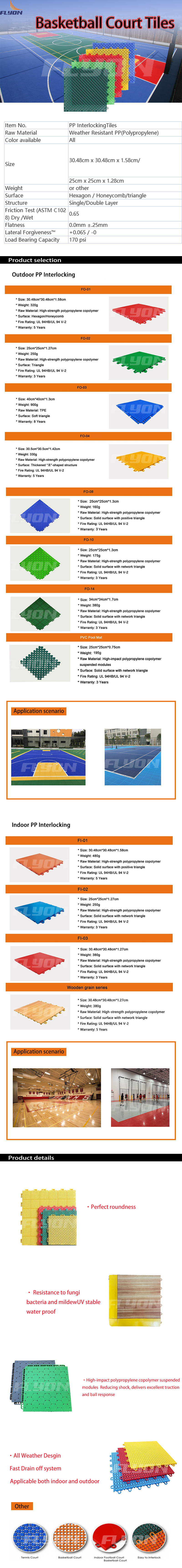 PP Interlocking Tiles PP Portable Outdoor Removable Paddle Tennis Roller Skating Rink Basketball Court