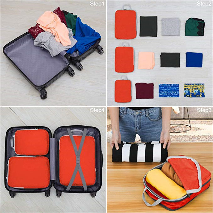 Wholesale Eco Friendly Luxury Lightweight Customized Hanging Compression Travel Organizer Packing Cubes for Suitcases