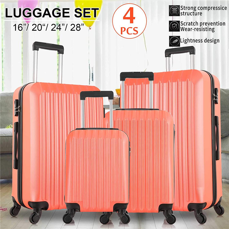 Big Designer Travel Bags Cases 4 Pieces Pink Quality Luggage Set for Girls with TSA Lock