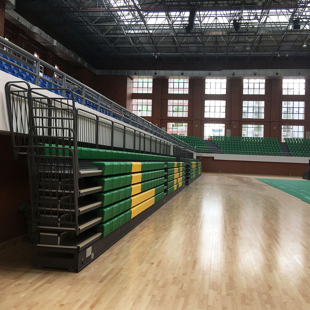 Retractable gym bleachers indoor basketball court telescopic mobile grandstand telescopic bleachers seating