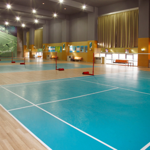 Flyon good quality adhesive vinyl flooring badminton court mat and vinyl sport court mat