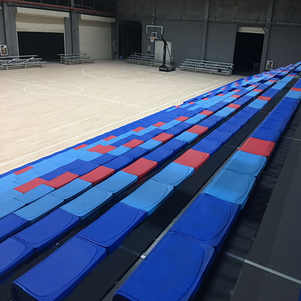 Retractable gym bleachers indoor basketball court telescopic mobile grandstand telescopic bleachers seating