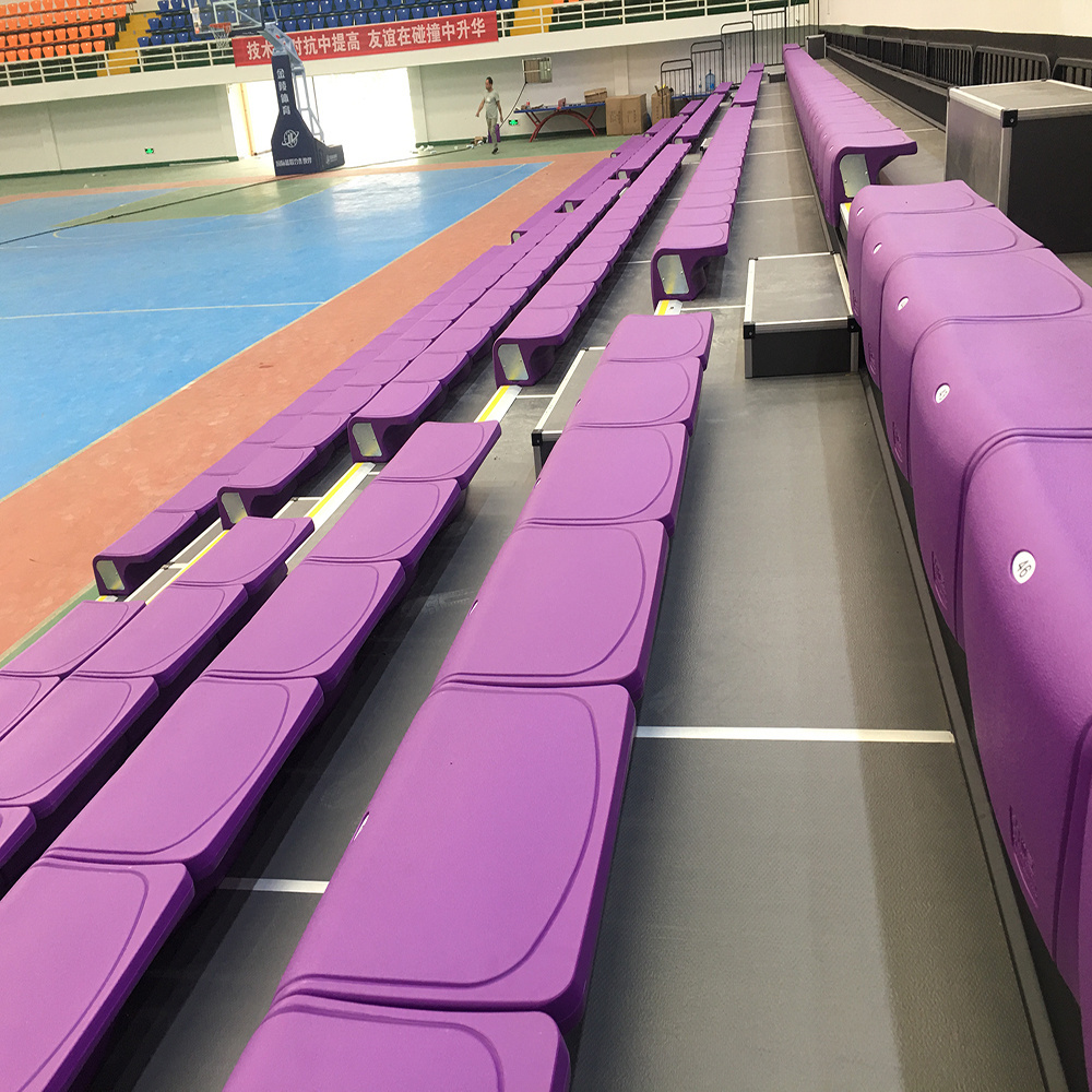 Retractable gym bleachers indoor basketball court telescopic mobile grandstand telescopic bleachers seating