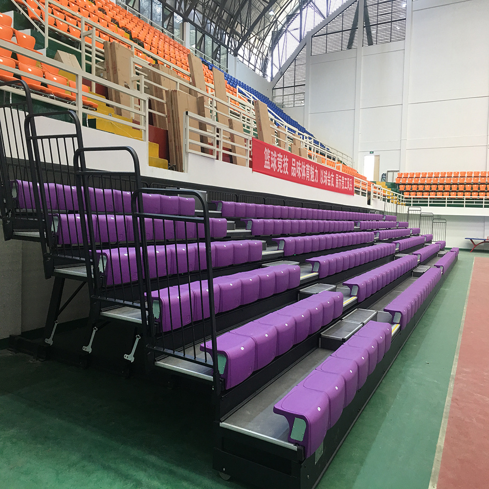 Retractable gym bleachers indoor basketball court telescopic mobile grandstand telescopic bleachers seating