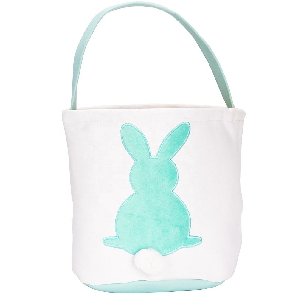 Personalized Customization Flock Printing  Easter Baskets Bunny Face Printing Easter Bag Buckets for Easter decoration