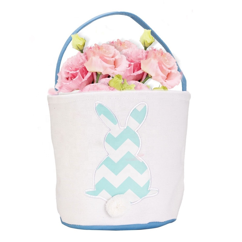 Personalized Customization Flock Printing  Easter Baskets Bunny Face Printing Easter Bag Buckets for Easter decoration