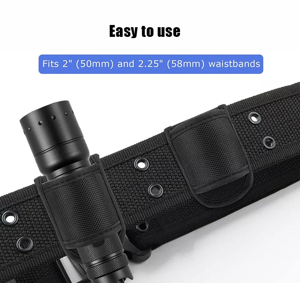 1680D Nylon Flashlight Holder - Compact Light Holder, Duty Belt Flashlight Carrier Holster