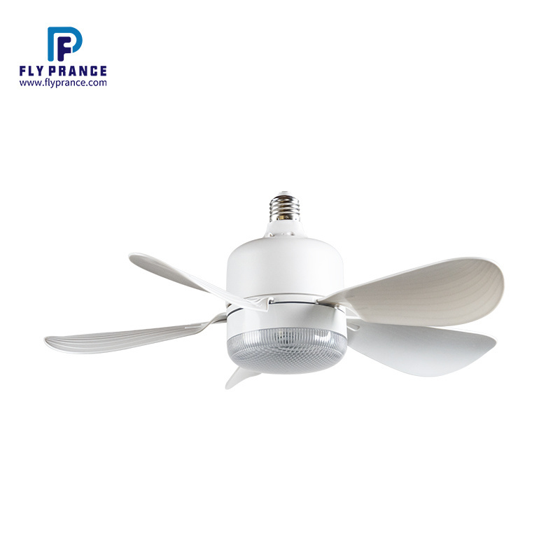 2024 New fan light bulb Mini Dimmable E27 led Bulb 5 Blades Socket Fan Ceiling Fan With Light