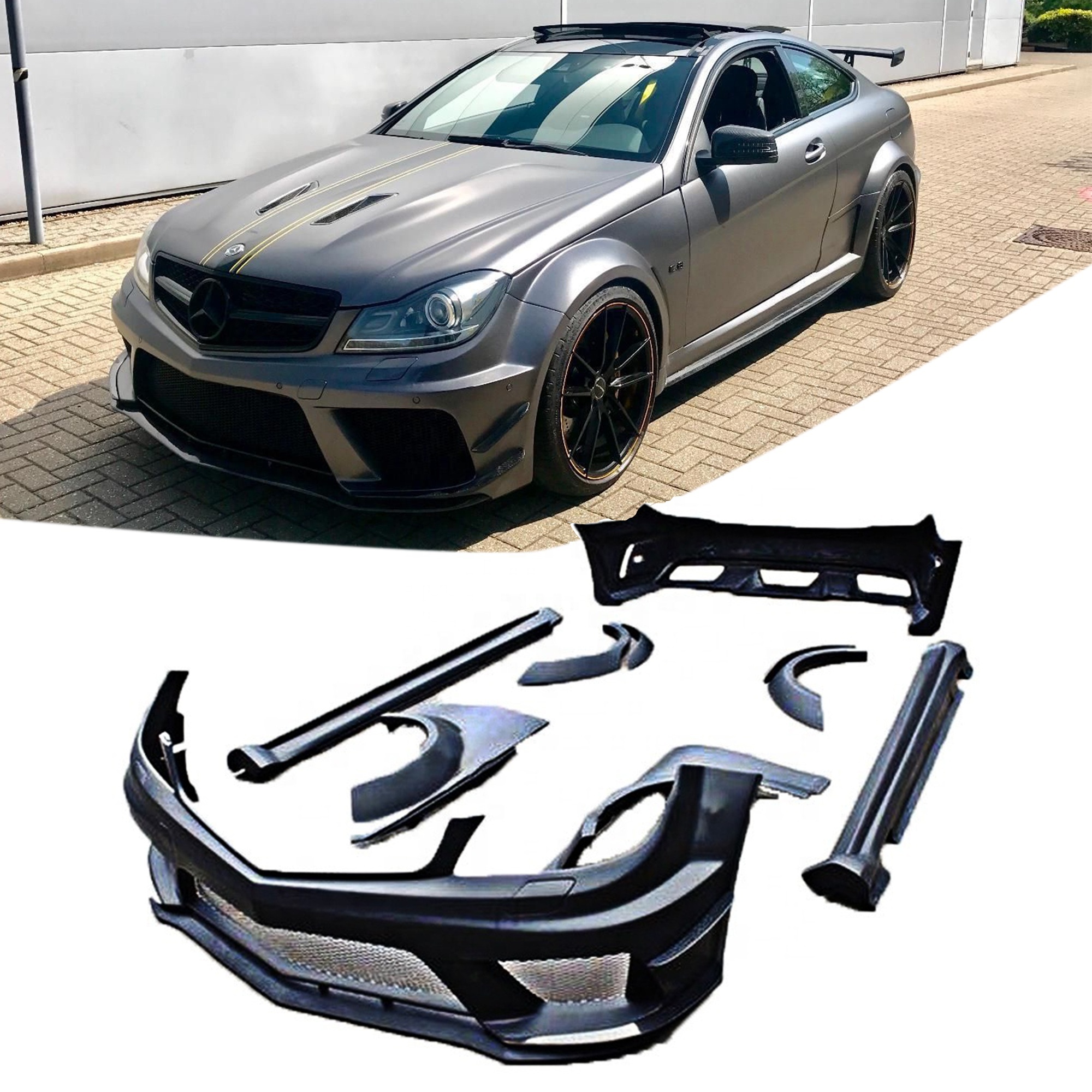 W204 C63 Sedan coupe AMG black series body kit C200 C250 C63 AMG coupe body kit perfect fitment 2011+