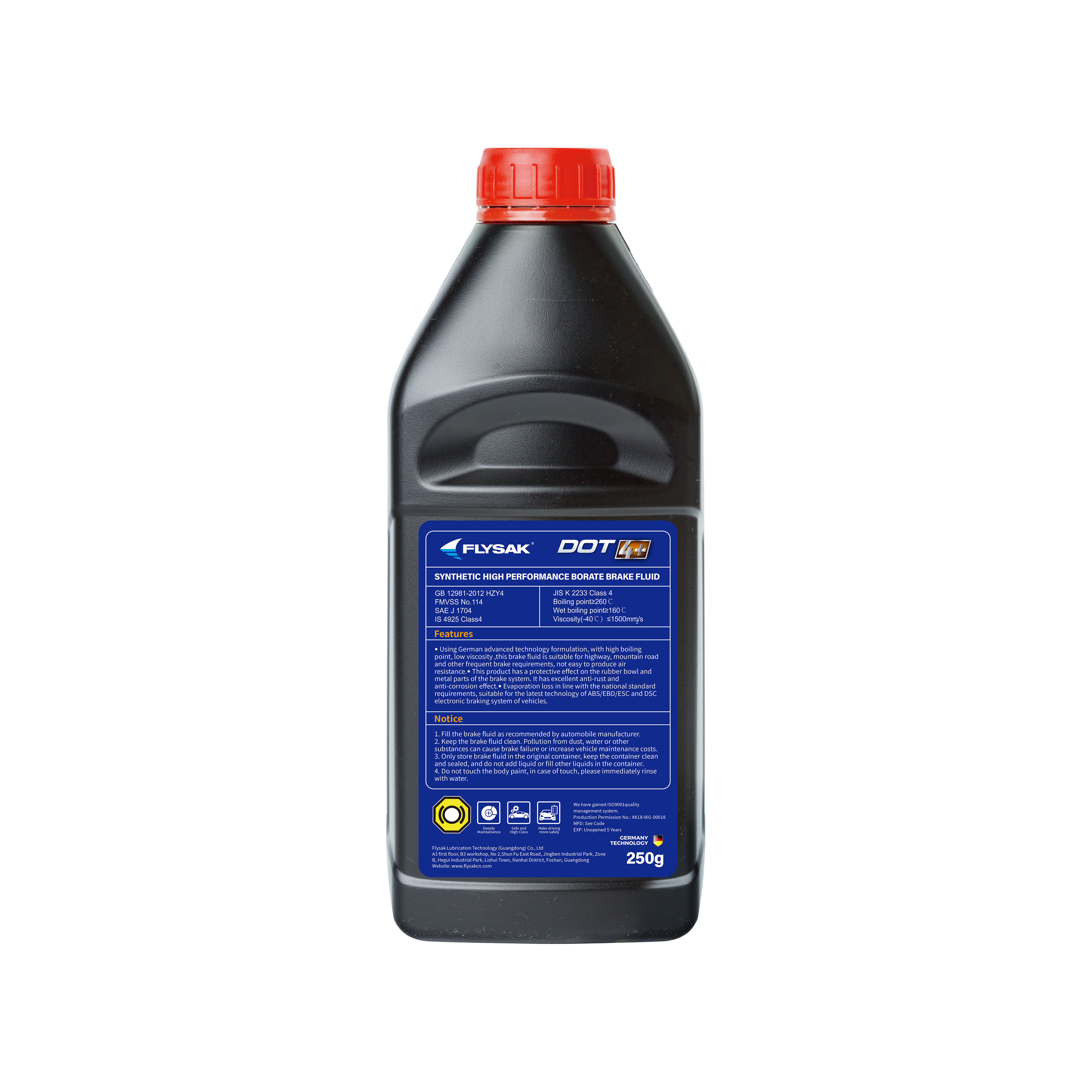 Brake Oil China Factory DOT 4 Borate Brake Fluid 250ml