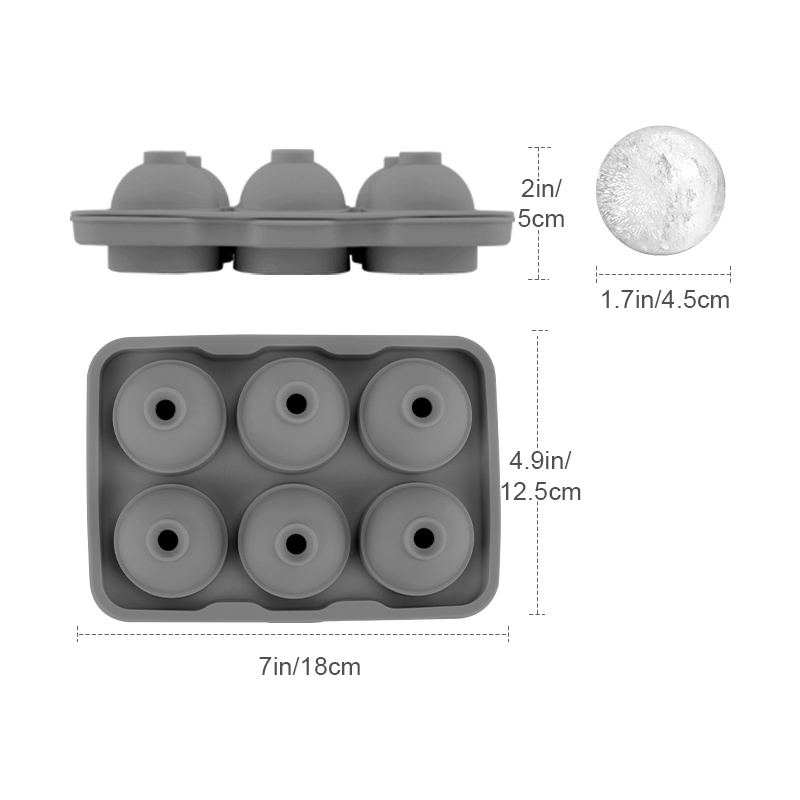 6 Cavity Large Cube Silicone Ice Tray Bandeja De Hielo Giant 2 Inch Ice Cubes Keep Your Drink Cooled for Hours