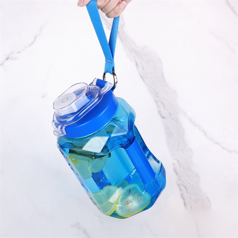 1 Gallon Water Bottle Motivational Plastic with Straw Marker Leakproof Glass Outdoor Kids Camping Gym OPP Bag Adults Acceptable