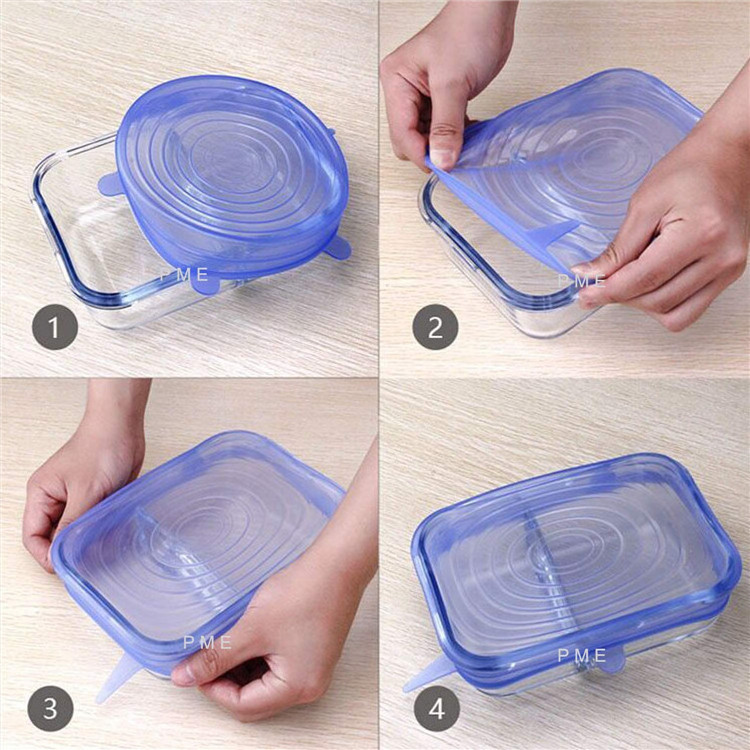 Reusable Seal Stretch Covers lids Food Grade Silion Lid Tapas De Silicon Adjustable Keep Fresh Cup Lid