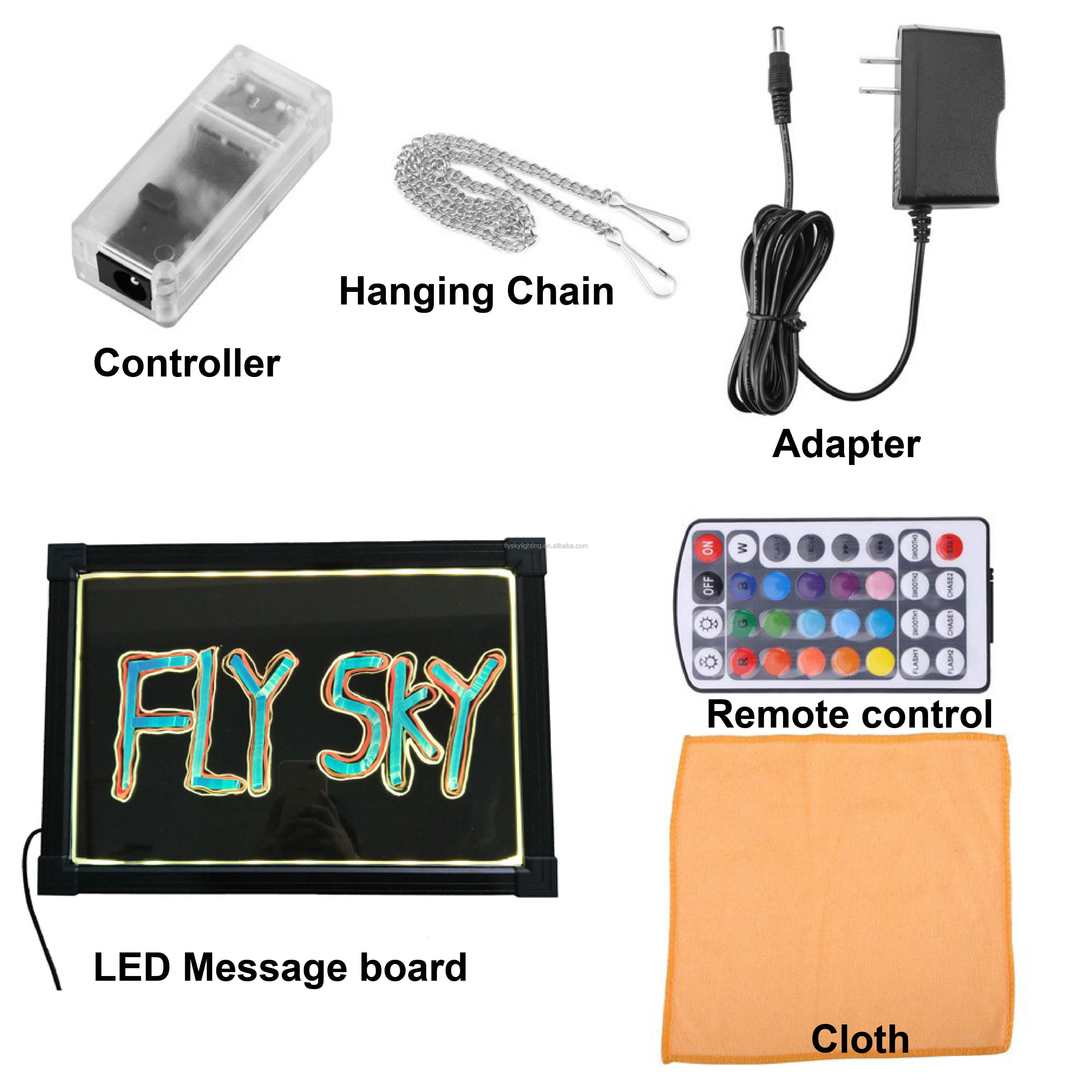 Neon LED Light Board, Flashing Illuminated Erasable Message Writing Sign with Remote and 8 Fluorescent Markers