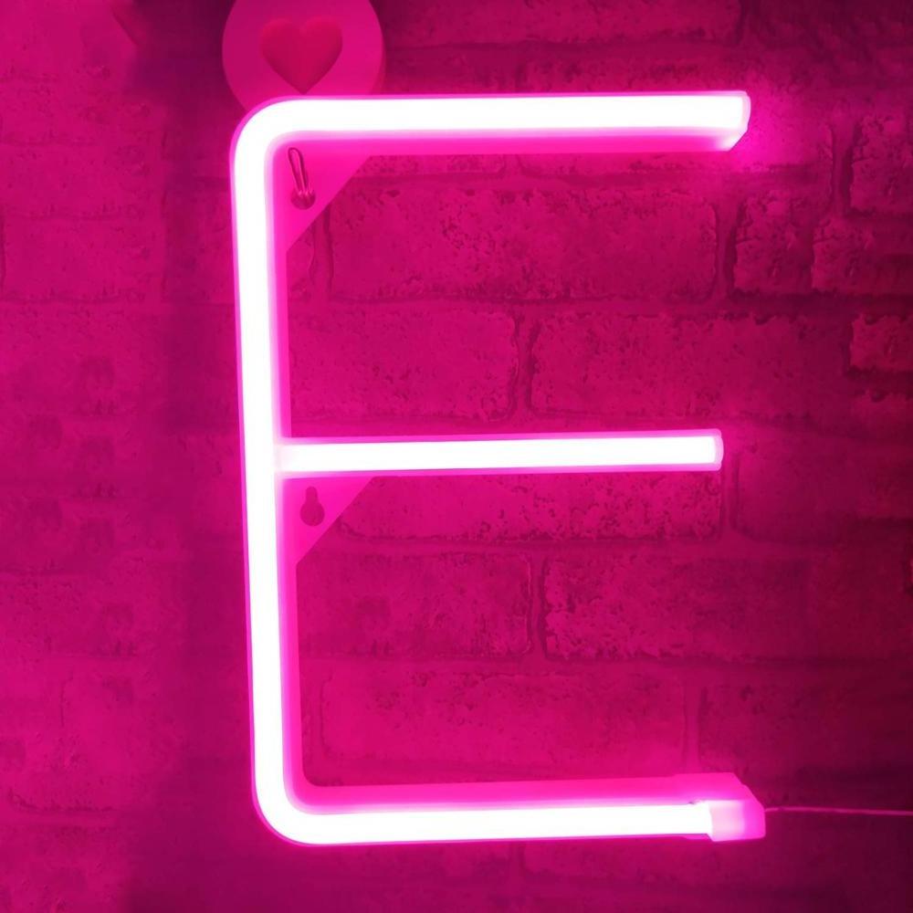 Light Up Pink Neon Marquee Letters LED Alphabet Neon Letter Lights Battery/USB Powered Name Signs Pink Words for Wall,Home,Bar