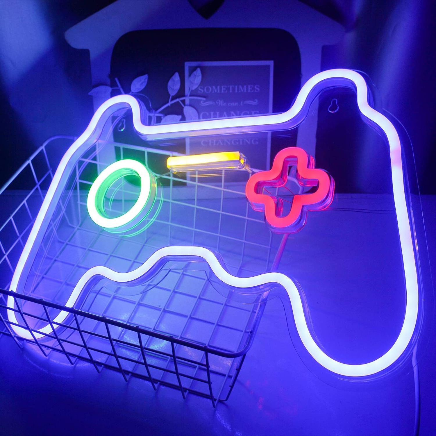 Game Shaped Neon Signs Neon Lights for Wall Decor 16''x 11'' Game pad Neon Signs for Bedroom Children Gaming Zone  Part