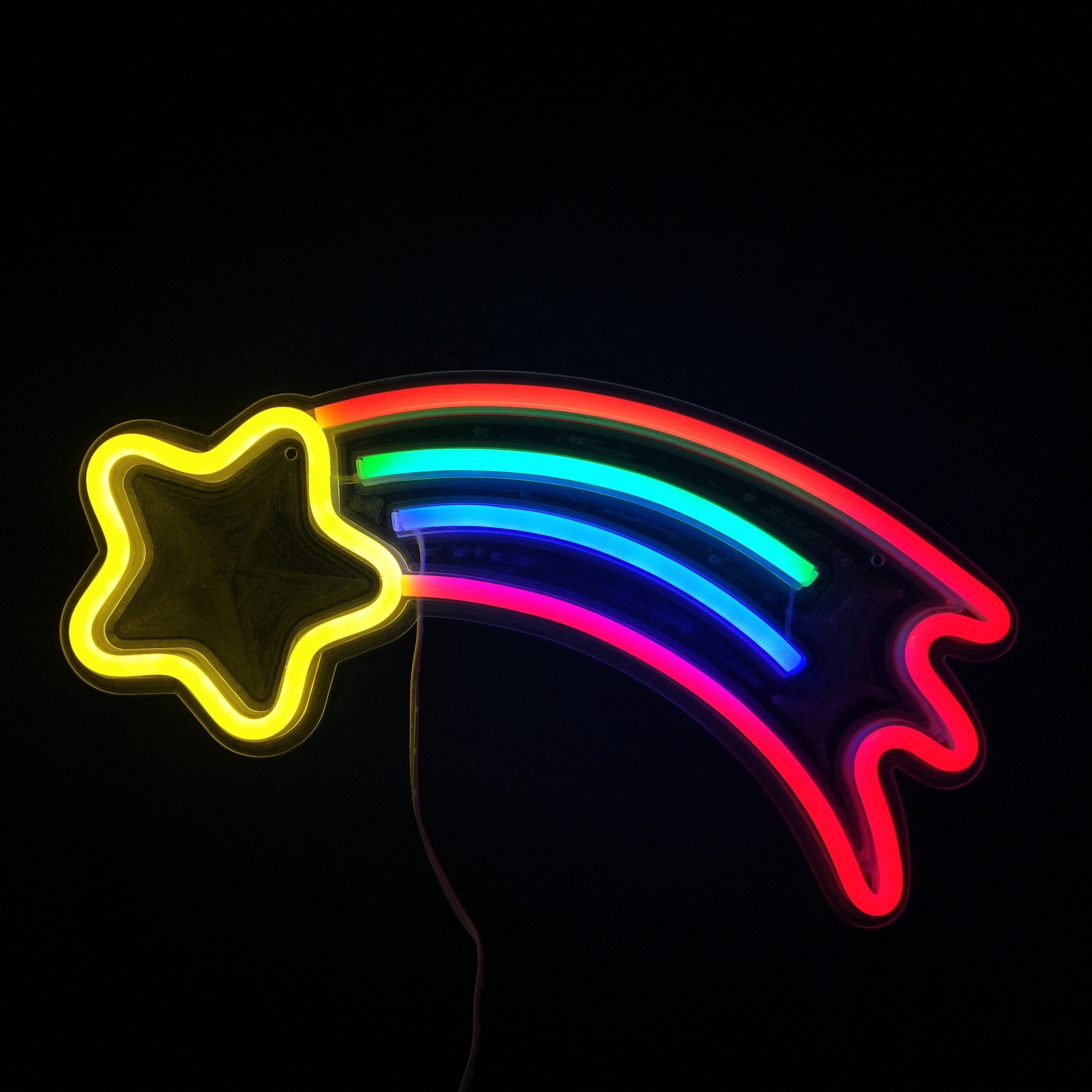 Rainbow Meteor Neon Light Sign for Wall Decor  Bedroom, Kids Room, Living Room, Bar, Lounge