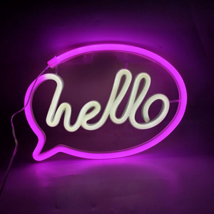 Pink Neon Sign Led Light Hello Letters Art for Bedroom Wall Window Shop Door Decor and Wall Decor