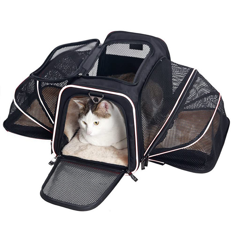 OEM Larger Travel Dogs Cat Pet Carrier Backpack Customized Foldable Expandable Pet Carrier Duffel Tote Cat Traveling Bag