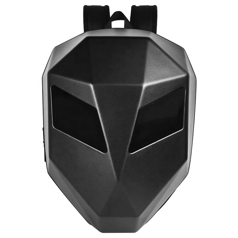 LED Backpack Waterproof Hard Shell DIY Cool Mask Eyes Motorcycle Riding Knight Screen Display LED Backpack For Man Boys