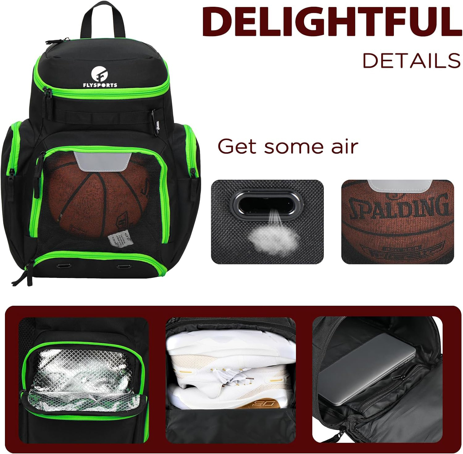 Basketball Backpack Large Sports Gym Bag with Ball Compartment and Shoe Compartment Used in Basketball Soccer