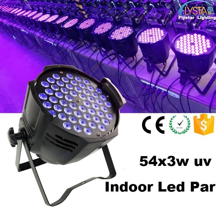 China stage light dmx control 54pcs 3w  uv led par lights