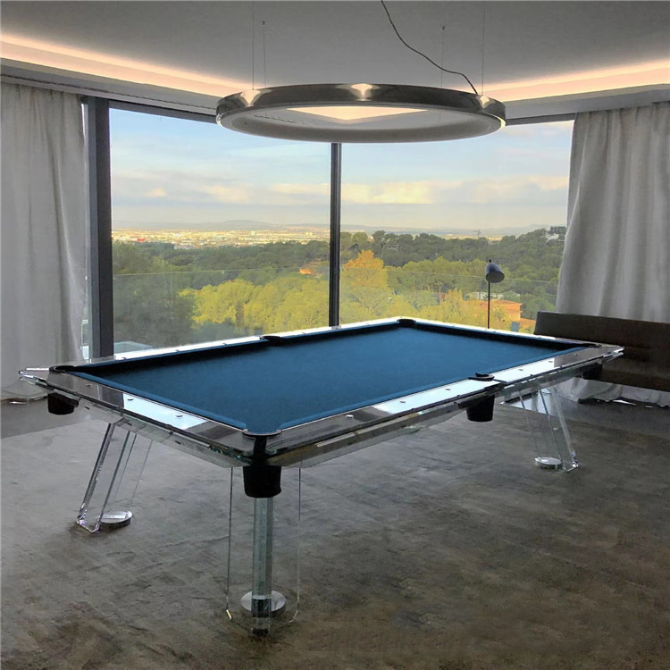 2023 New design Modern style High grade stainless steel 8ft 9ft crystal glass billiards pool table for sale