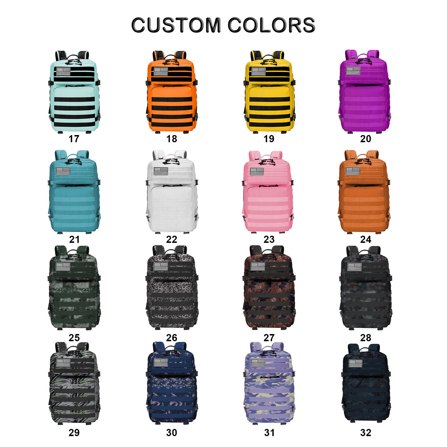 Custom 45l Tactical Medical Fitness Gym Mochila Crossfit Backpacks Tactical Camo Molle 45l 25l Rucksack Waterproof Bag