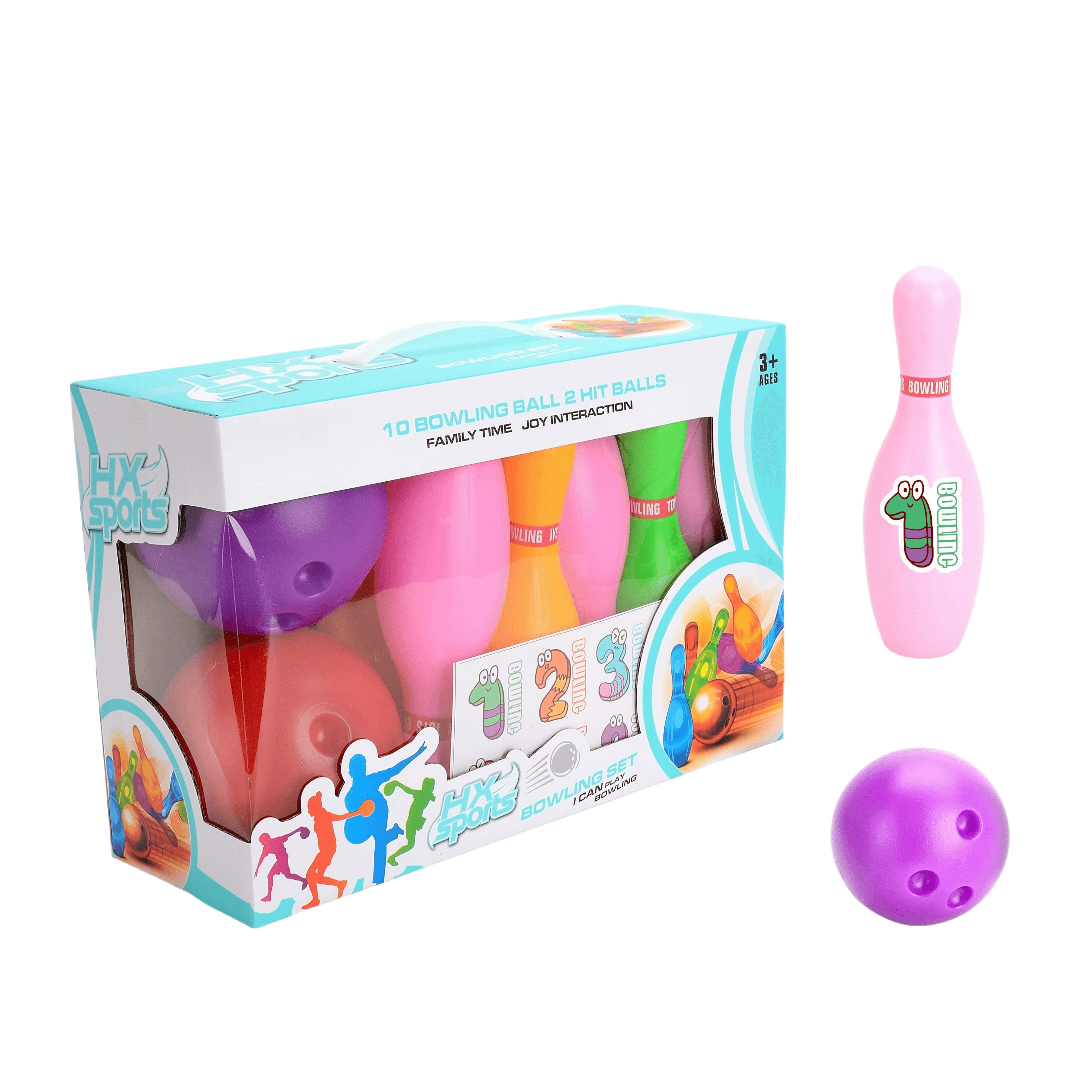 Kids And Adults 23CM Bowling Bag 2 Balls Plastic Bowling Pins Toys Yard Games Window Box Pack