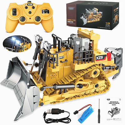 Remote control Alloy Car Truck 2.4GHz RC Car Engineering Vehicle Truck LED Light Sound bulldozer Model Toy hot sell