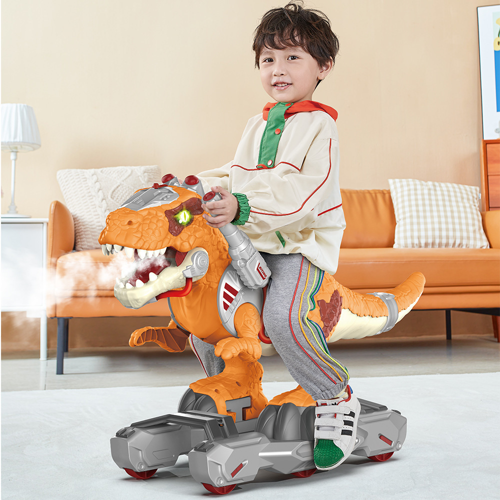 Electric Scooter Car  Dinosaur Spray Ride On Car DIY Dinosaur Walker Light Music Story Educational Toddler for Kids Toys