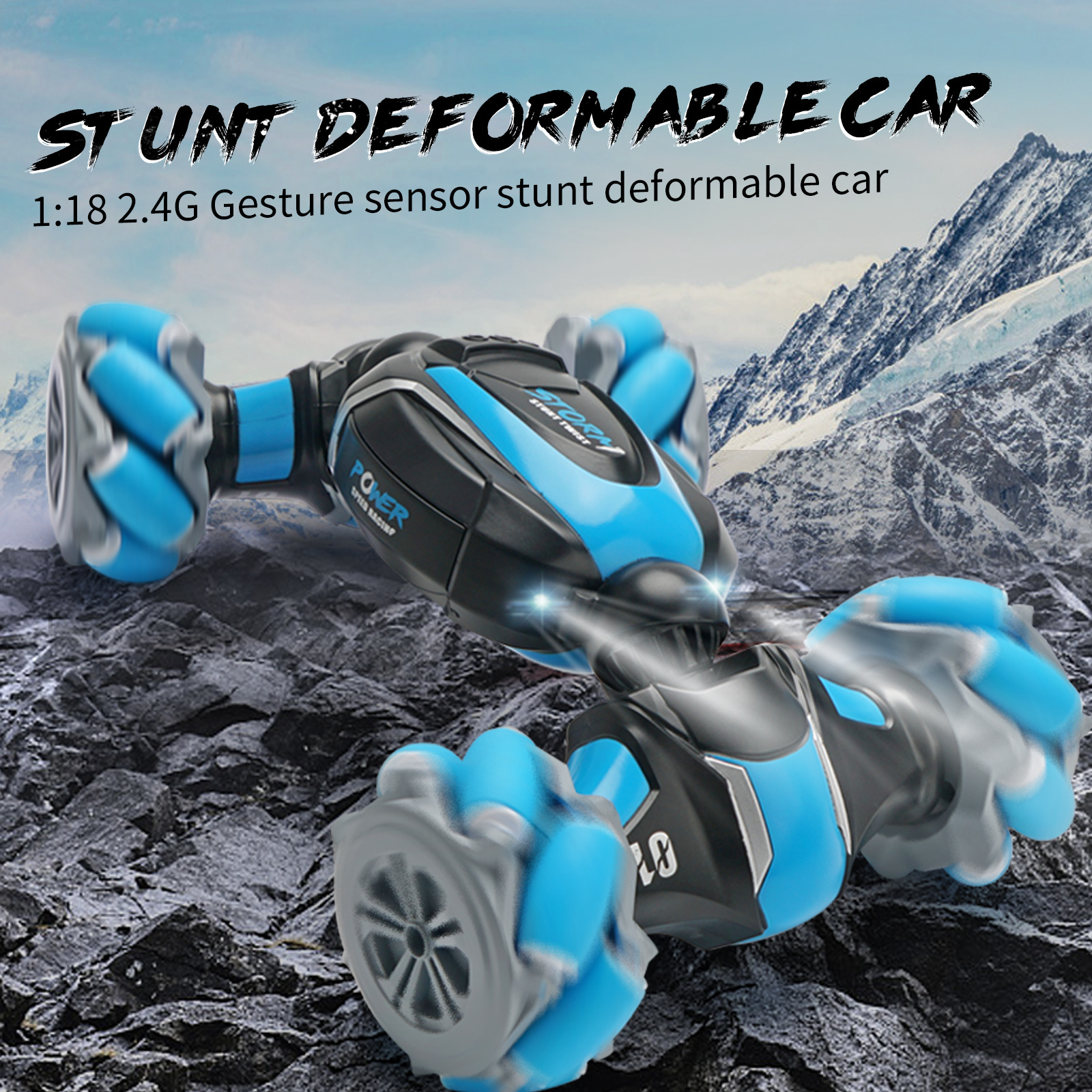 4WD Off Road Vehicle Truck RC Tumbler Stunt Car With Light & Music, Double Sided 360 Rotating Remote Control Twist Stunt Car