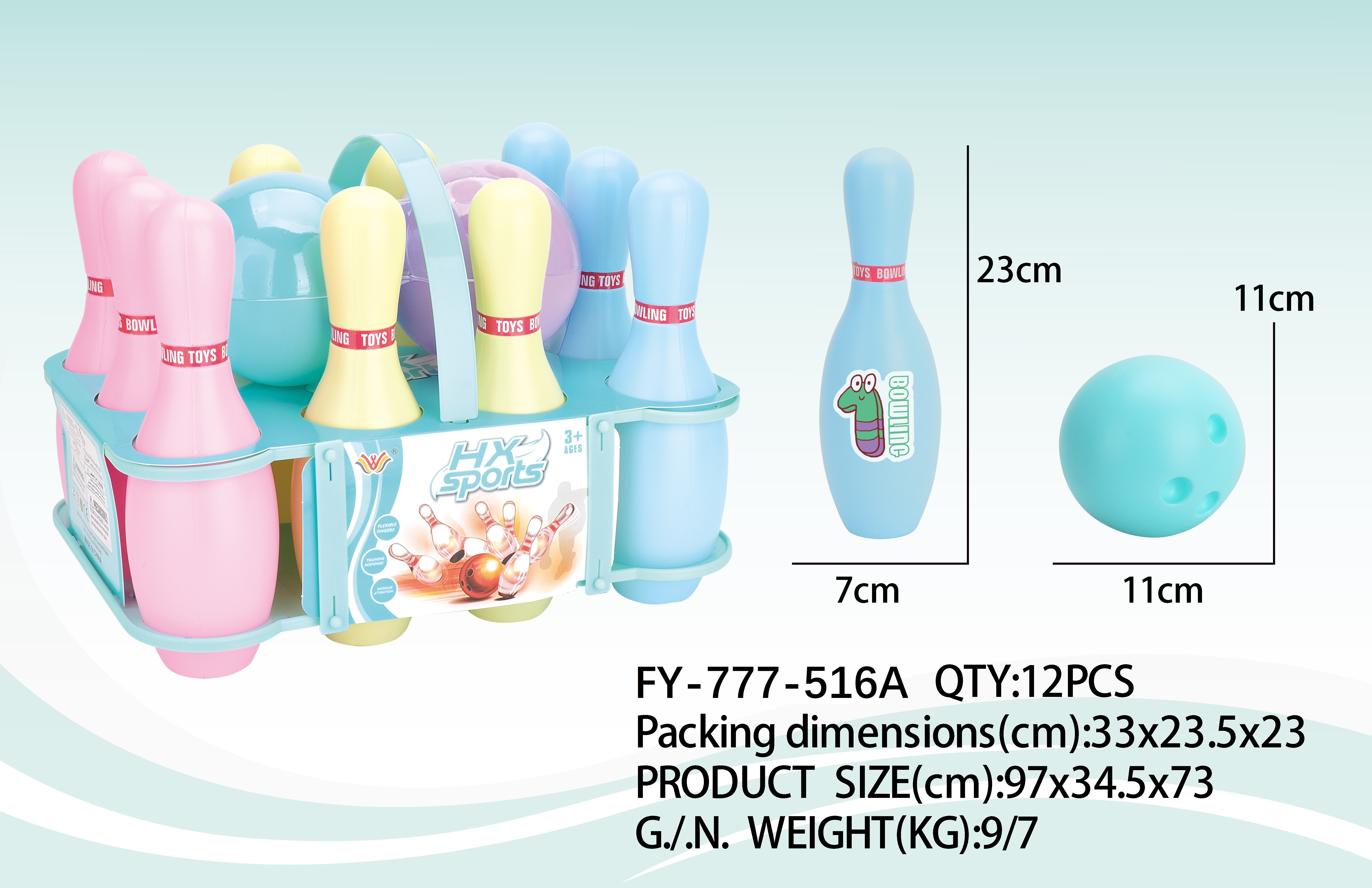 Kids And Adults 23CM Bowling Bag 2 Balls Plastic Bowling Pins Toys Yard Games Window Box Pack