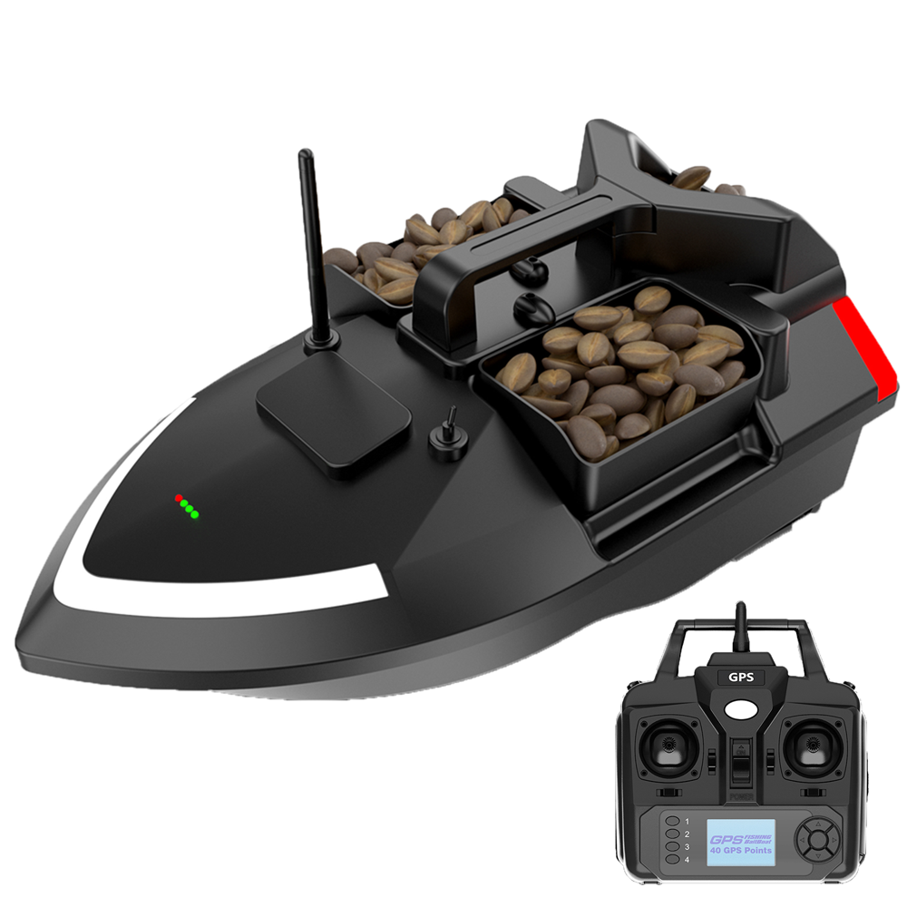 Flytec V020 High Speed 500m GPS RC Bait Boat Intelligent 40 Positioning Points 3 Hoppers Fishing Bait Boat With LED Light