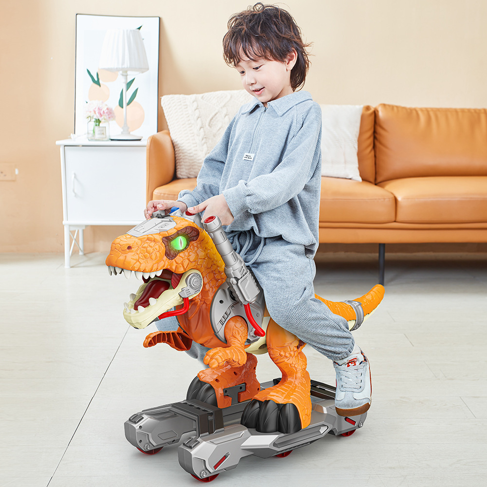 Electric Scooter Car  Dinosaur Spray Ride On Car DIY Dinosaur Walker Light Music Story Educational Toddler for Kids Toys