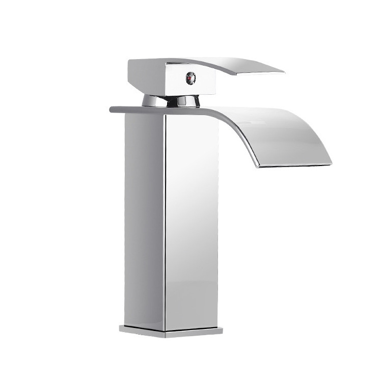 Waterfall Faucet Deck Mount Hot Cold Water Basin Mixer Taps Polished Chrome Lavatory Sink bathroom tap