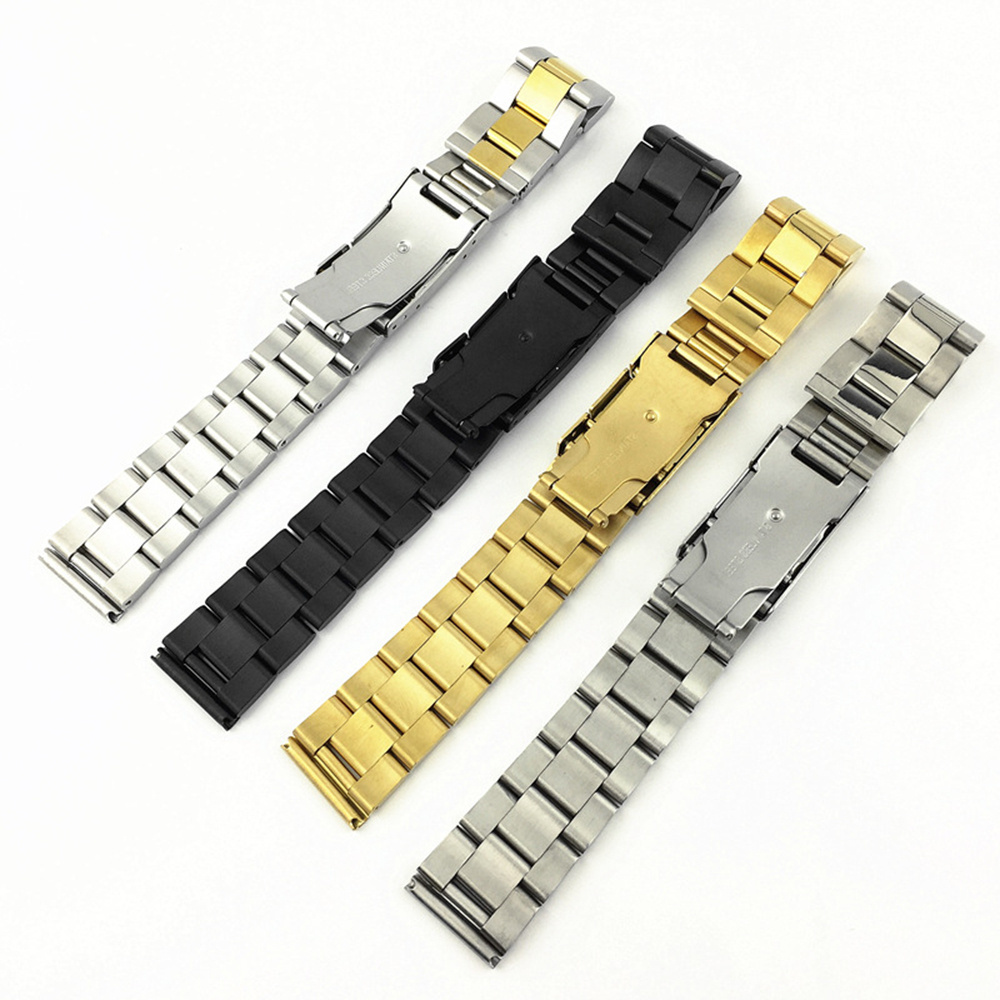 18 20 22 24 26 28 30mm Watch Band Strap Stainless Steel Tone Rose Gold Silver Watchband Bracelet